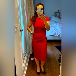 Zara red midi dress